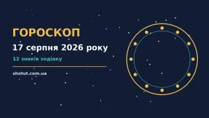 Гороскоп на 17 серпня 2026 року — чашка кави, нотатник і знаки зодіаку на світлому тлі