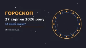 Зодіакальний фон із зоряним небом і символами знаків для гороскопу на 27 серпня 2026 року