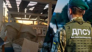 Пошкоджені будівлі та конструкції пункту пропуску «Табаки» після удару дронів, фото ДПСУ