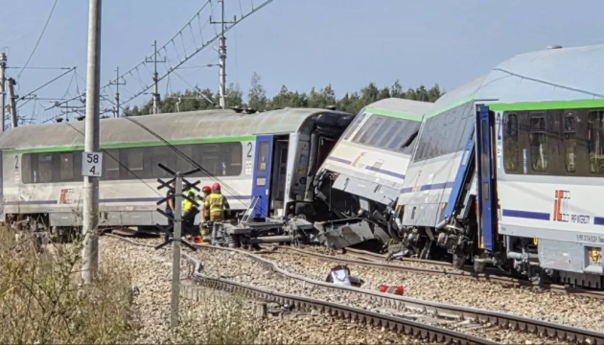 Місце зіткнення вантажівки з пасажирським потягом PKP Intercity у Мазовецькому воєводстві